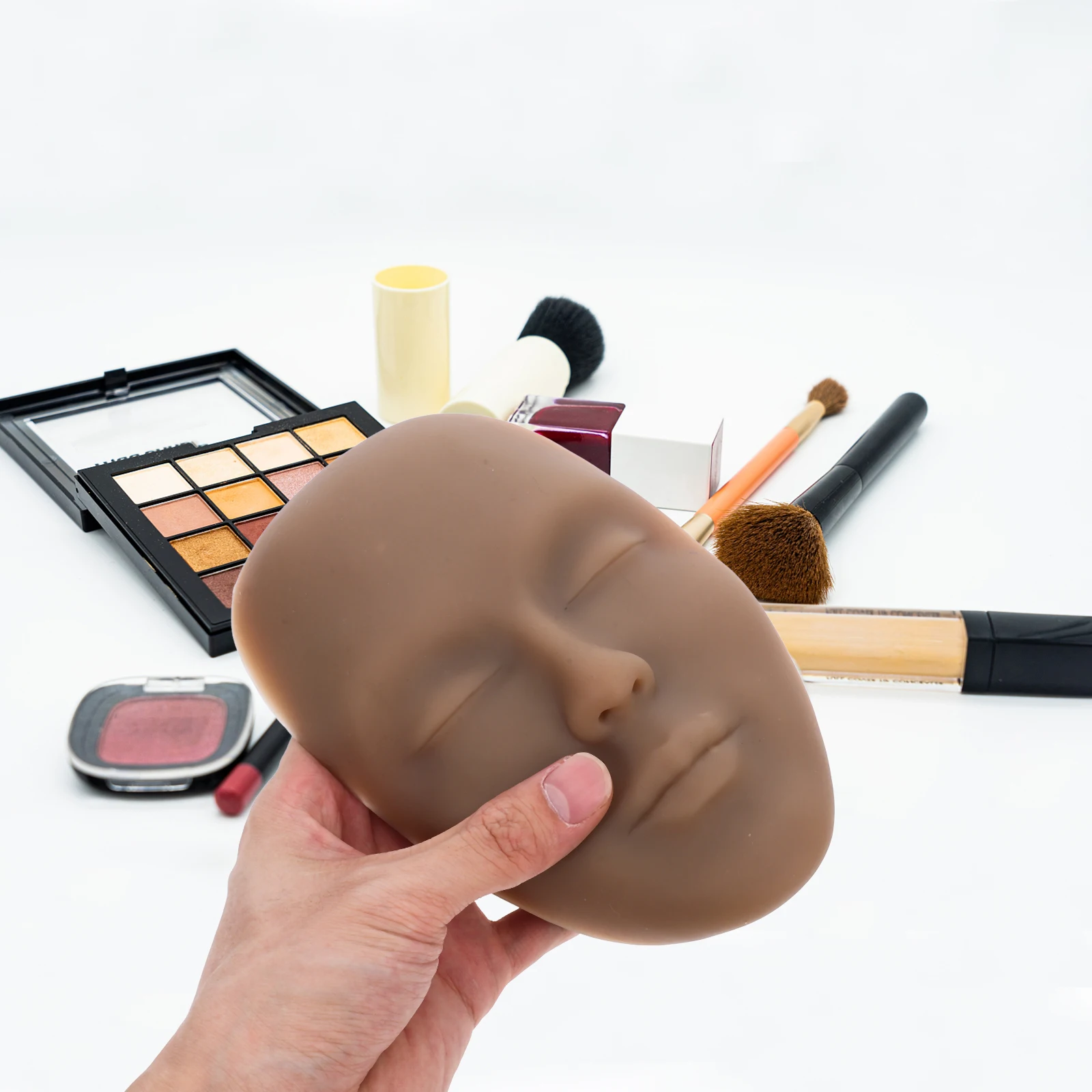 

Silicone Face Practice Tool Realistic Asian Skin Tone For Eyebrow Eyeliner Lip Training Detachable Mannequin Head For