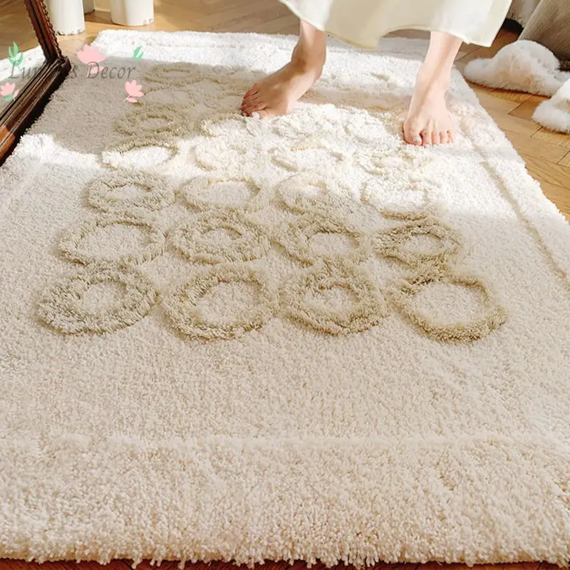 Premium flocked tufted bedroom bay window bedside blanket, home mirror water-absorbent non-slip living room large carpet