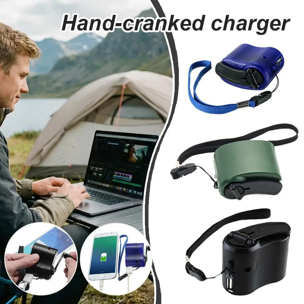 Hand-Crank USB Emergency Charger Backup Battery Pack Outdoor Camping Survival EDC Cellphone Mini Energy Kit Light Handy Gear