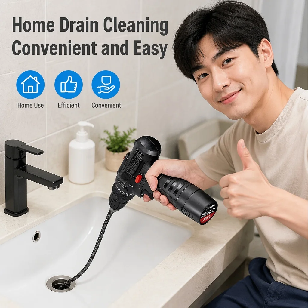 Drain Dredging Spring Tube with Free Electric Drill Bit, Pipe Cleaner Clear Hair Waste Clogs for Kitchen Sink Toilet Floor Drain