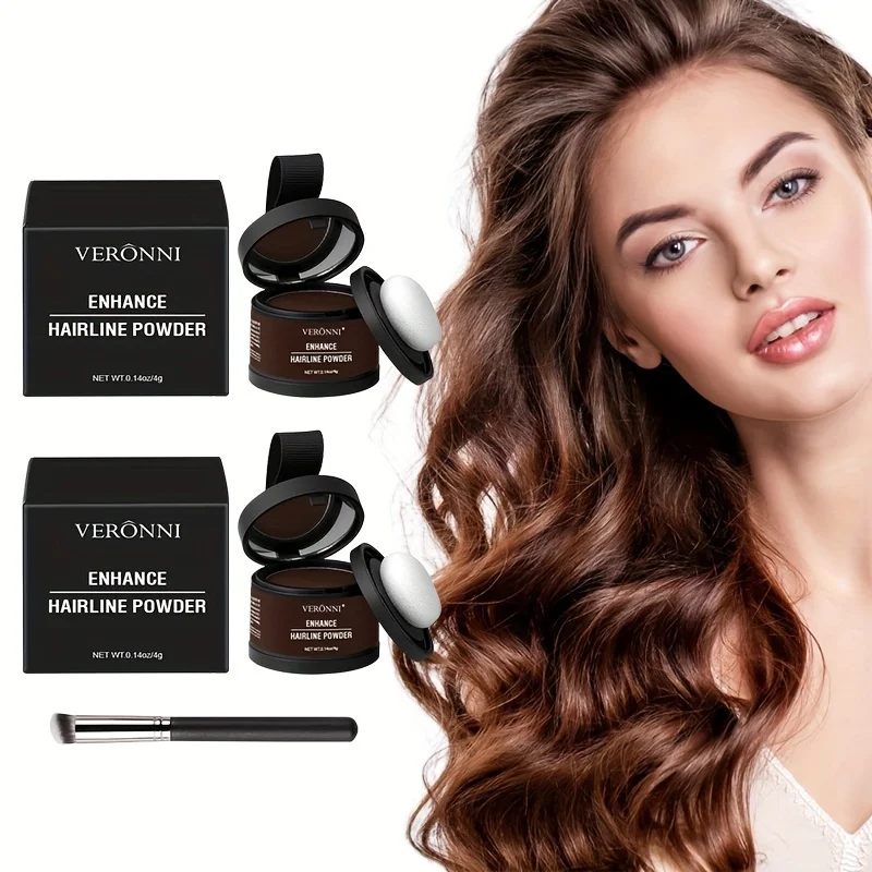 2pcs Set of Hairline Powder Plus Brush,Eyebrow Powder and Contouring and Three-in-one Combination with Chin Line Powder,48-hour