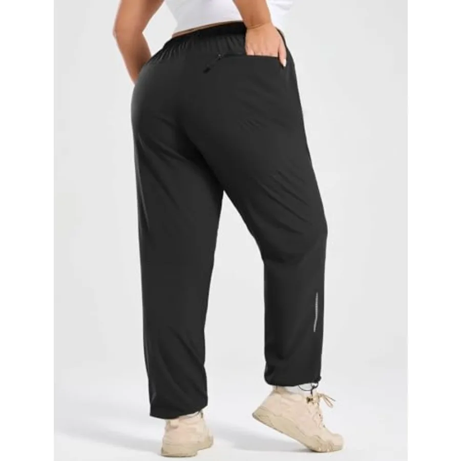 baleaf Plus Size Hiking Pants for Women Lightweight Quick Dry Cargo Joggers Water Resistant with 4 Zipper Pockets UPF 50+