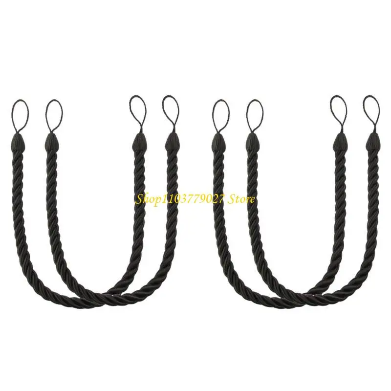 C4DF 4Pcs Handwovens Cotton Rope Curtain Tiebacks Bohos Styles Decorative Drape Holdbacks for Home or Office Curtains