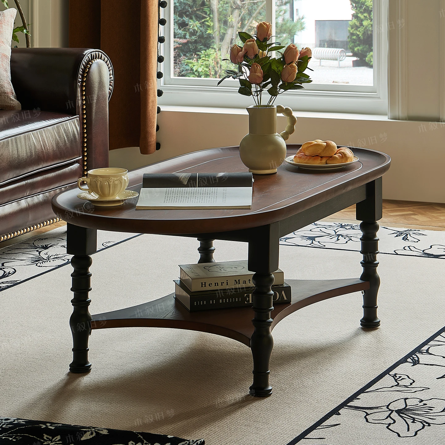 طاولة القهوة غرفة المعيشة المنزلية جولة شقة صغيرة الجانب الرجعية الإقامة المنزلية طاولة منخفضة طاولة صغيرة متوسطة الطراز القديم #3