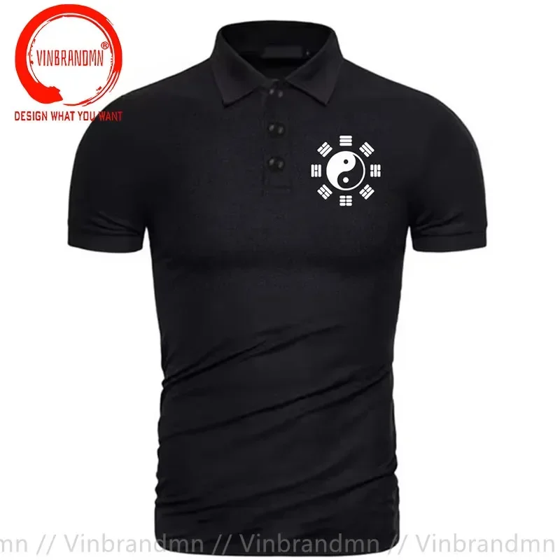 

BAGUA YIN YANG SYMBOL I CHING TAOISM TAI CHI FENG SHUI PAKUA Рубашка поло Мужская хлопковая рубашка поло с логотипом Taiji Одежда Топ-поло Футболка