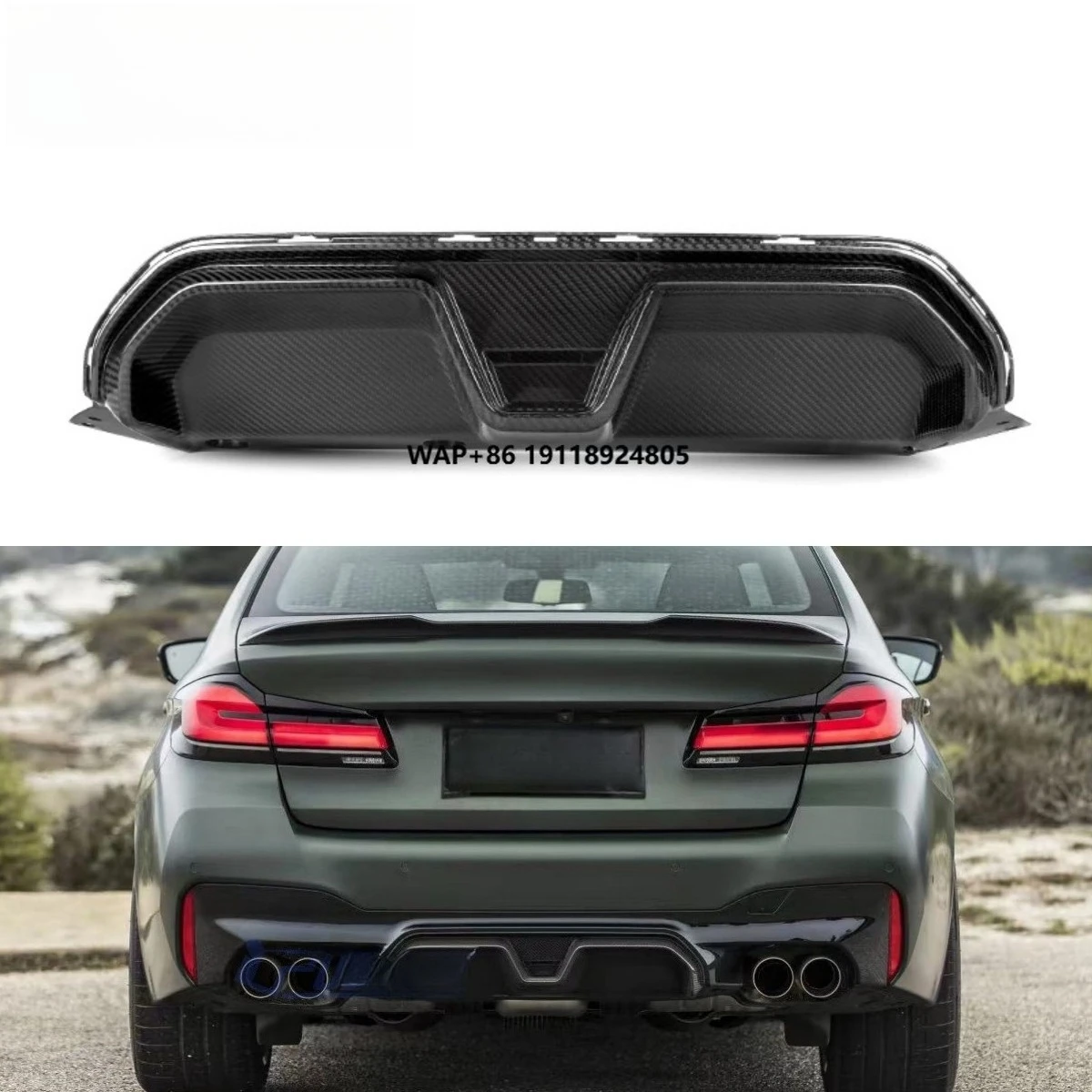

CS Style Carbon Fiber Rear Bumper Diffuser Splitter for F90 M5 2017-2024 Carbon Rear Diffuser