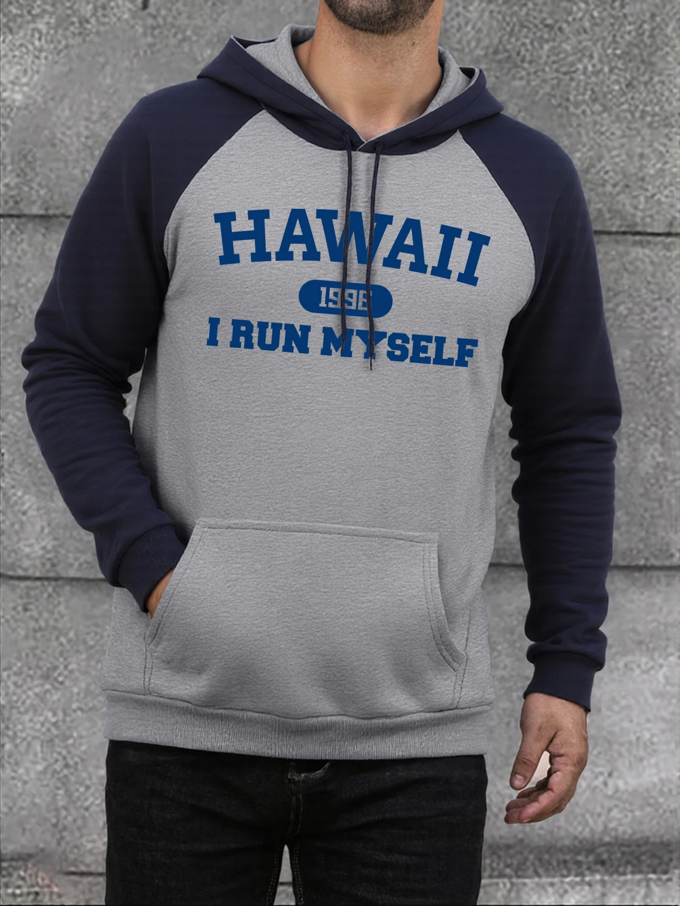 

Мужская толстовка реглан с принтом Hawaii I Run Myself Y2K, уличная одежда с карманами, осенняя толстовка, универсальные флисовые толстовки, модная одежда