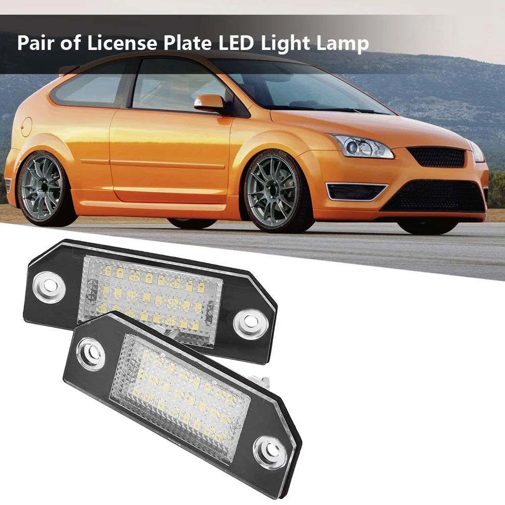 2Pcs/Set For Ford LED Number Plate Light Ford Focus MK2 Ford Focus C-MAX LED License Plate Lamp Error Free 6000k White