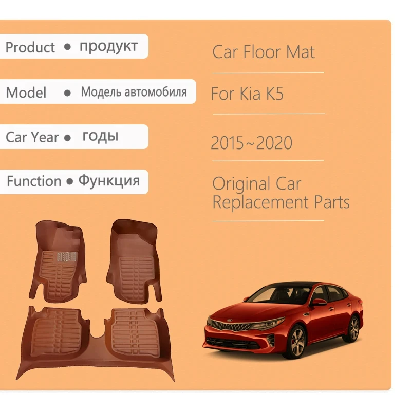 Car Floor Mats For Kia Optima K5 JF 2015 2016 2017 2018 2019 2020 Waterproof Pad Foot Carpets LHD Rugs Auto Interior Accessories