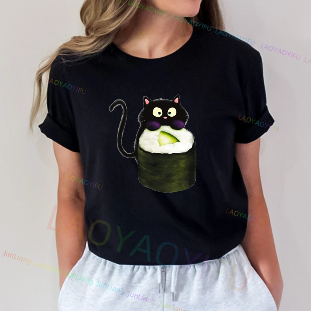 Wasa Bae Sushi and Wasabi ملابس مضحكة للنساء 100% قطن قصير الأكمام تي شيرت للرجال الملابس الجمالية Y2k بلوزة كلاسيكية #6