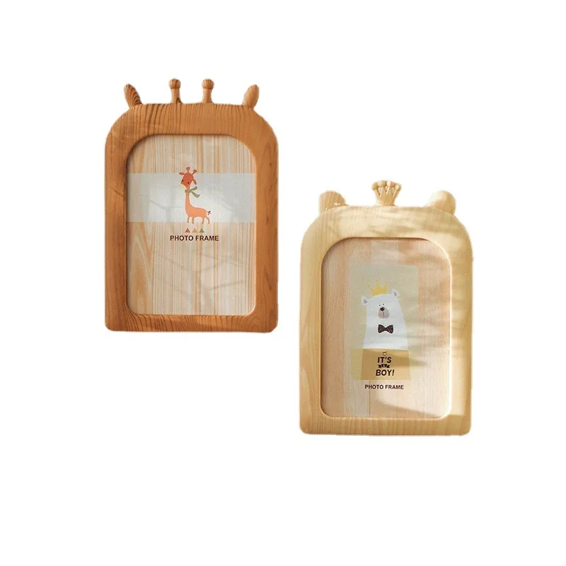 إطار صور جداري مقاس 7 بوصة مع فتحة معلقة، إطارات صور خشبية كلاسيكية للأطفال على شكل حيوانات كرتونية لتزيين سطح المكتب المنزلي #6