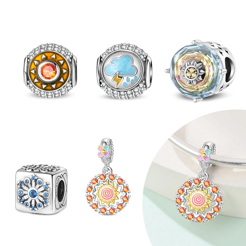 Versilberte 925-Silber-Kaleidoskop-Anhänger passen zu originalen 925-Silber-Armbändern, Perlen, Schmuck, Geschenken für Frauen