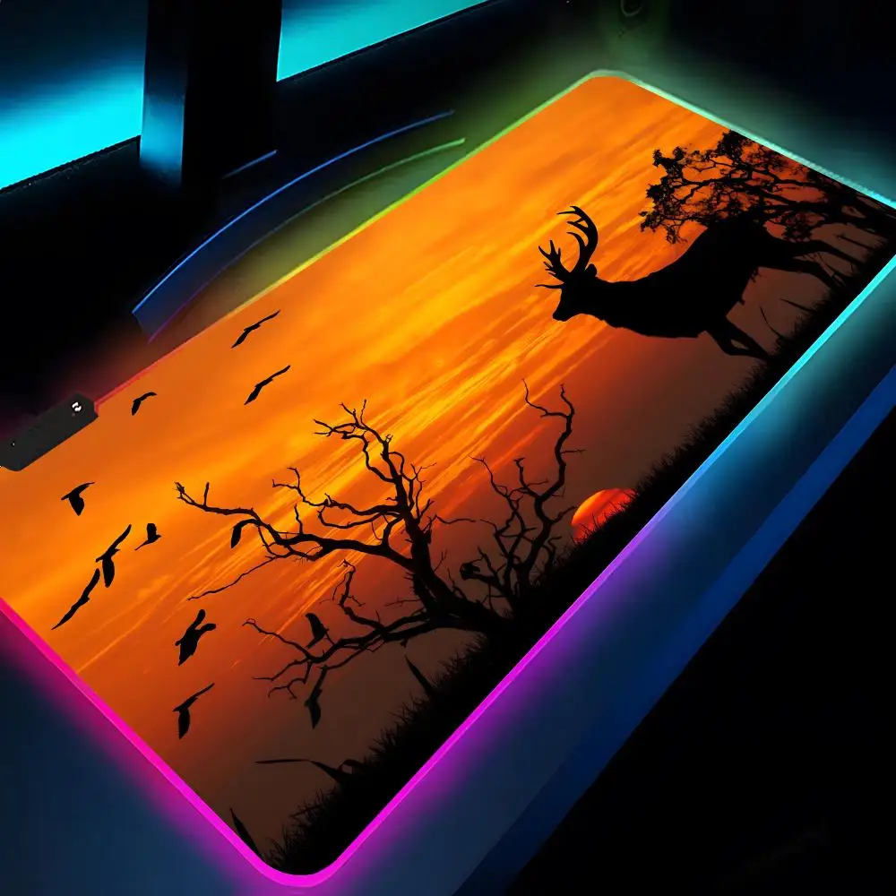 Deer Hunting Camo Mouse Pad Rgb Xxl Laptop Mat Gaming Mousepad Backlit Keyboard Gamer Girl Table Pads Desk