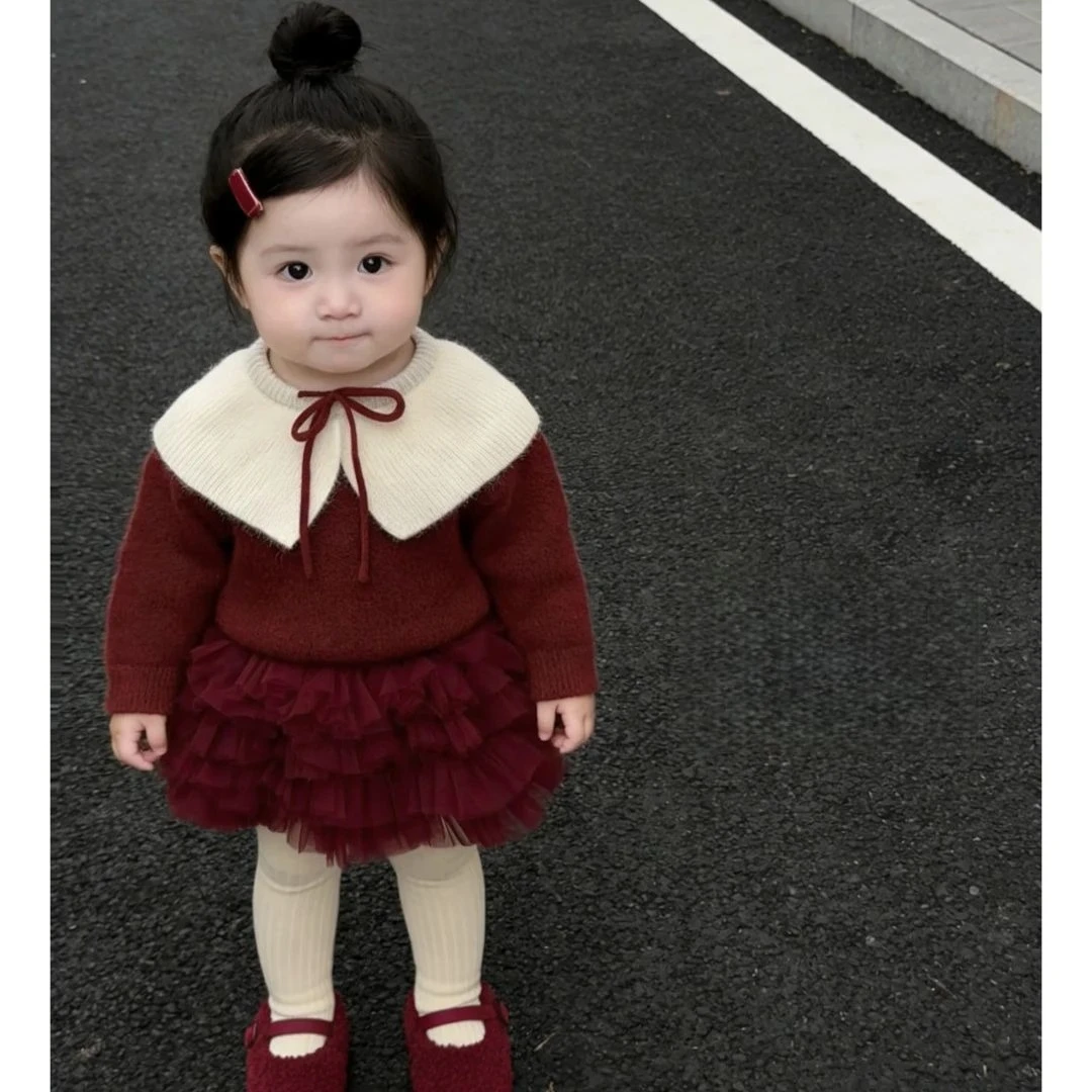 Children's and Girls' New Year's Robe Annual Clothing Set Red Sweater Cake Skirt Tutu Skirt Two-piece Set