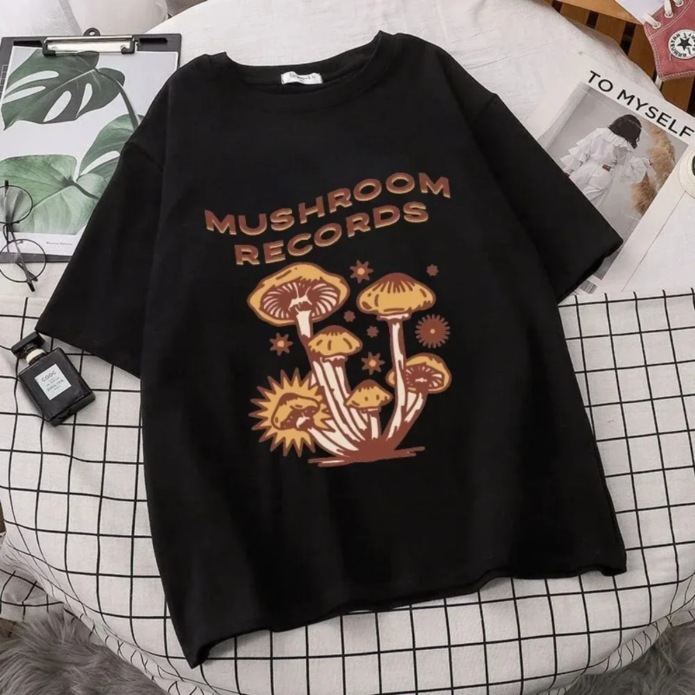 Plus-size Retro Trippy Mushroom Cute T Shirts O-neck Casual Summer Oversized Woman Tshirts 2022 Fashion Streetwear Clothes