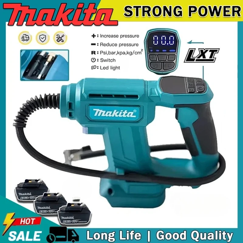 

Беспроводной воздушный компрессор Makita, портативный насос для накачки автомобильных шин с цифровым дисплеем, инструмент для накачивания