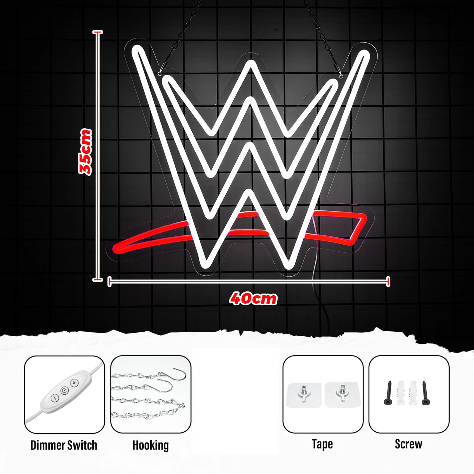 Неоновая вывеска Wrestling Светодиодная неоновая вывеска Wrestling для декора стен и комнаты USB-ночник для игр, спальни, дня рождения, соревнований, вечеринки