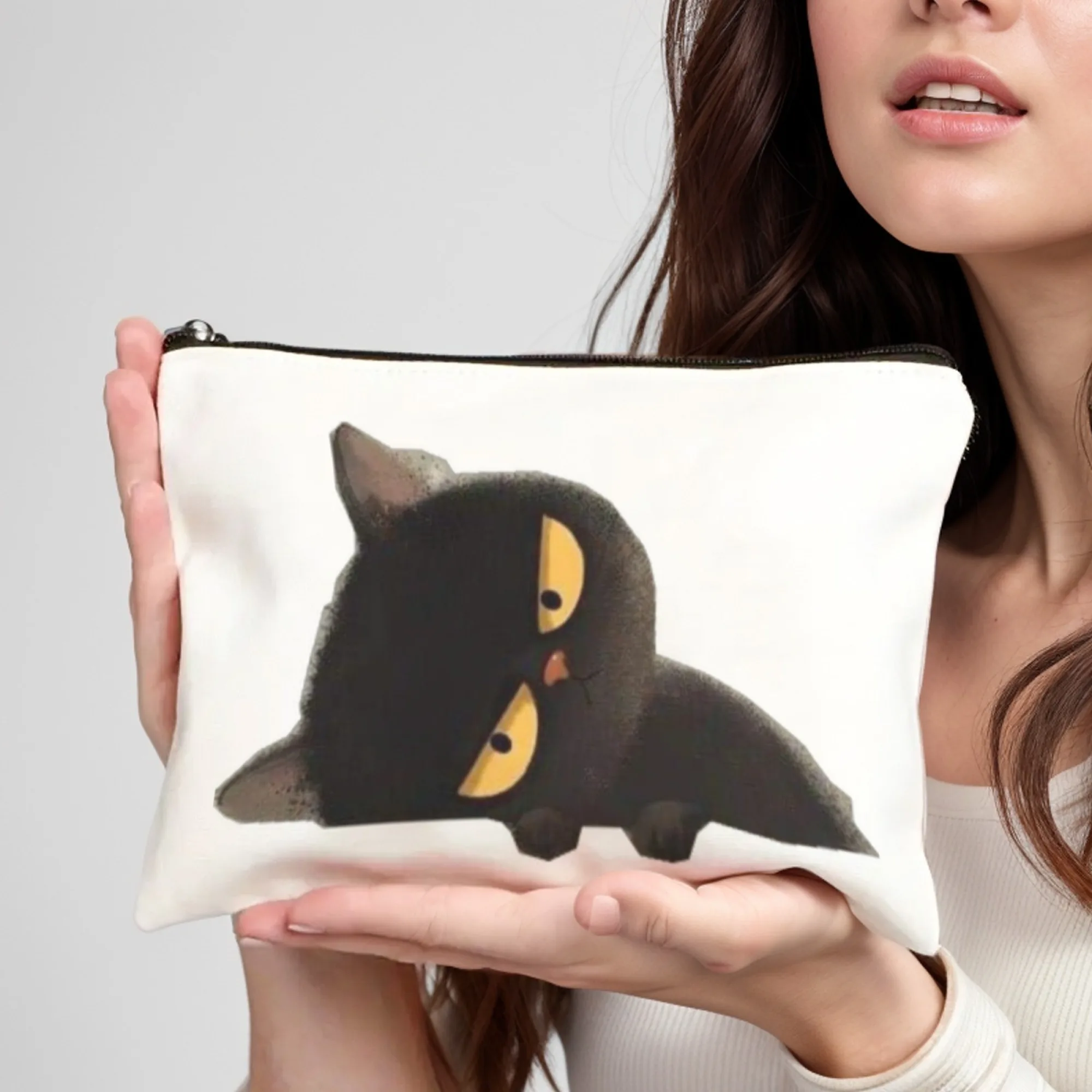 

Cartoon Cat Cosmetic Bag Women Make Up Bags Kids Pencil Case Portable Travel Toilet Organizer Bags Pouch Zipper Handbags Purse