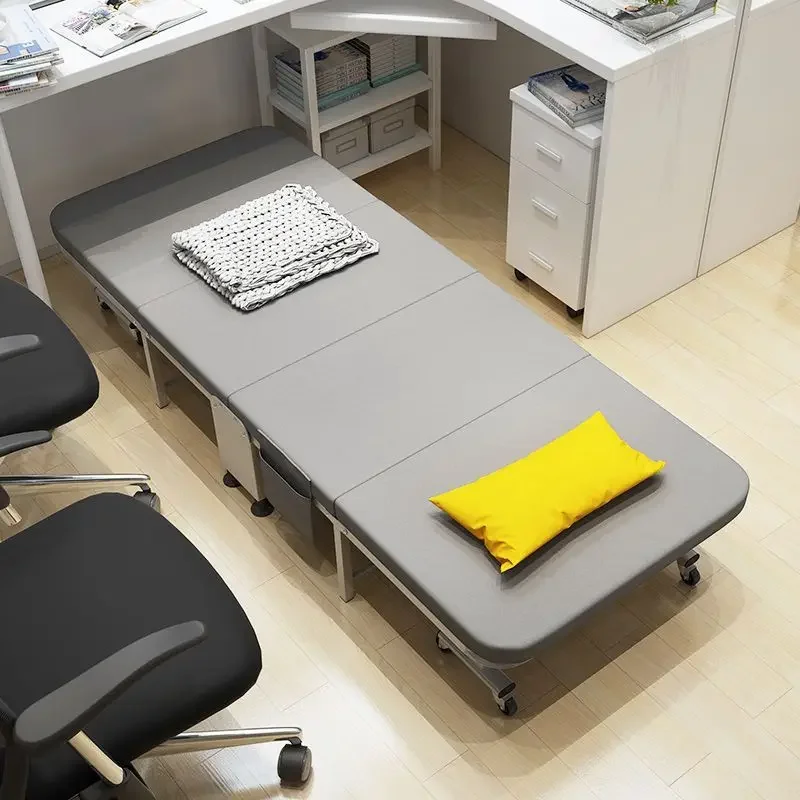 Folding single bed office silent lunch break simple portable escort free installation nap hard board four fold bed