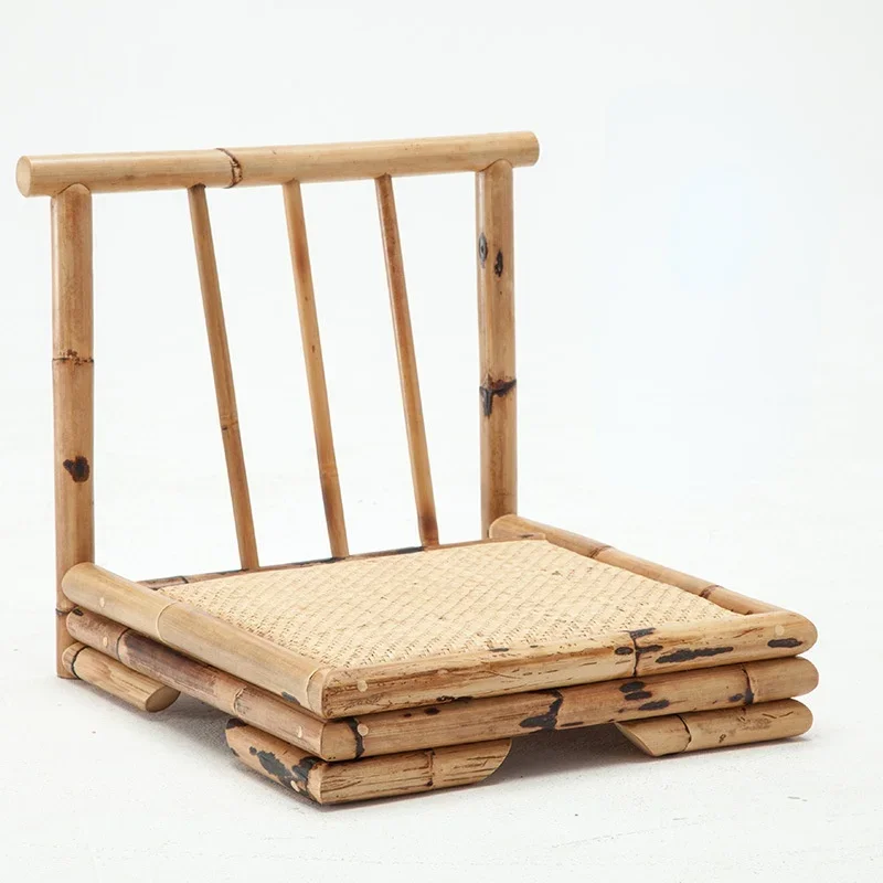 Modern Rattan Bamboo Chair Japanese Style Tatami Zaisu Living Room Furniture Bamboo Legless Floor Chair Rattan Hand Crafted