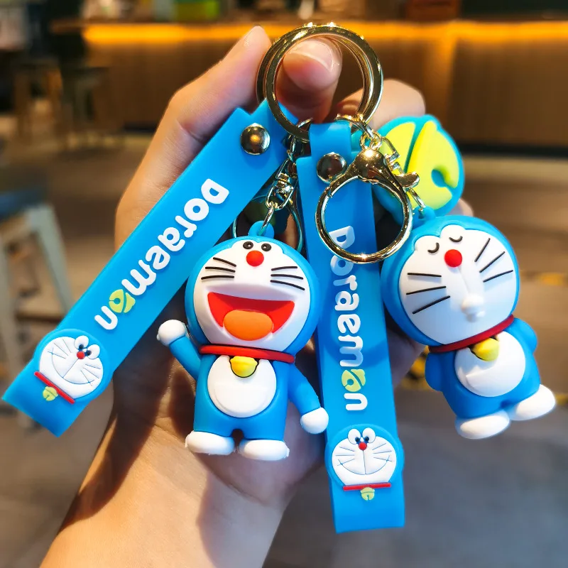 Kawaii Anime Doraemon Figure Keychain Pendant for Bag Cartoon Car Decoration Cute Ornament Model Toys for Kids Birthday Gifts