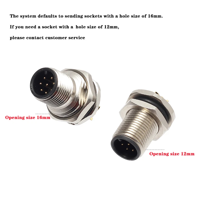 M12 2P 3P 4P 5P 6P 8P 12P Waterproof IP67 Aviation Male Female Socket With Cable Threaded Connector For Data And Telecom Systems