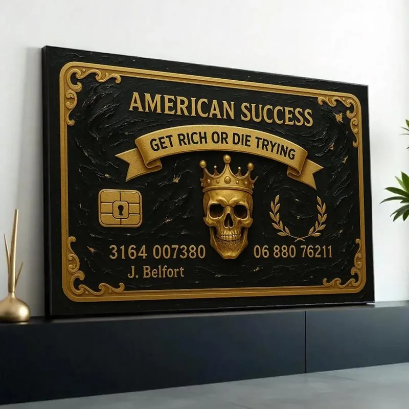 American Success Skull, Gold Skull Canvas Art, Luxury Wall Canvas, Get Rich Or Die Trying, Wall Art Canvas for Home Decoration