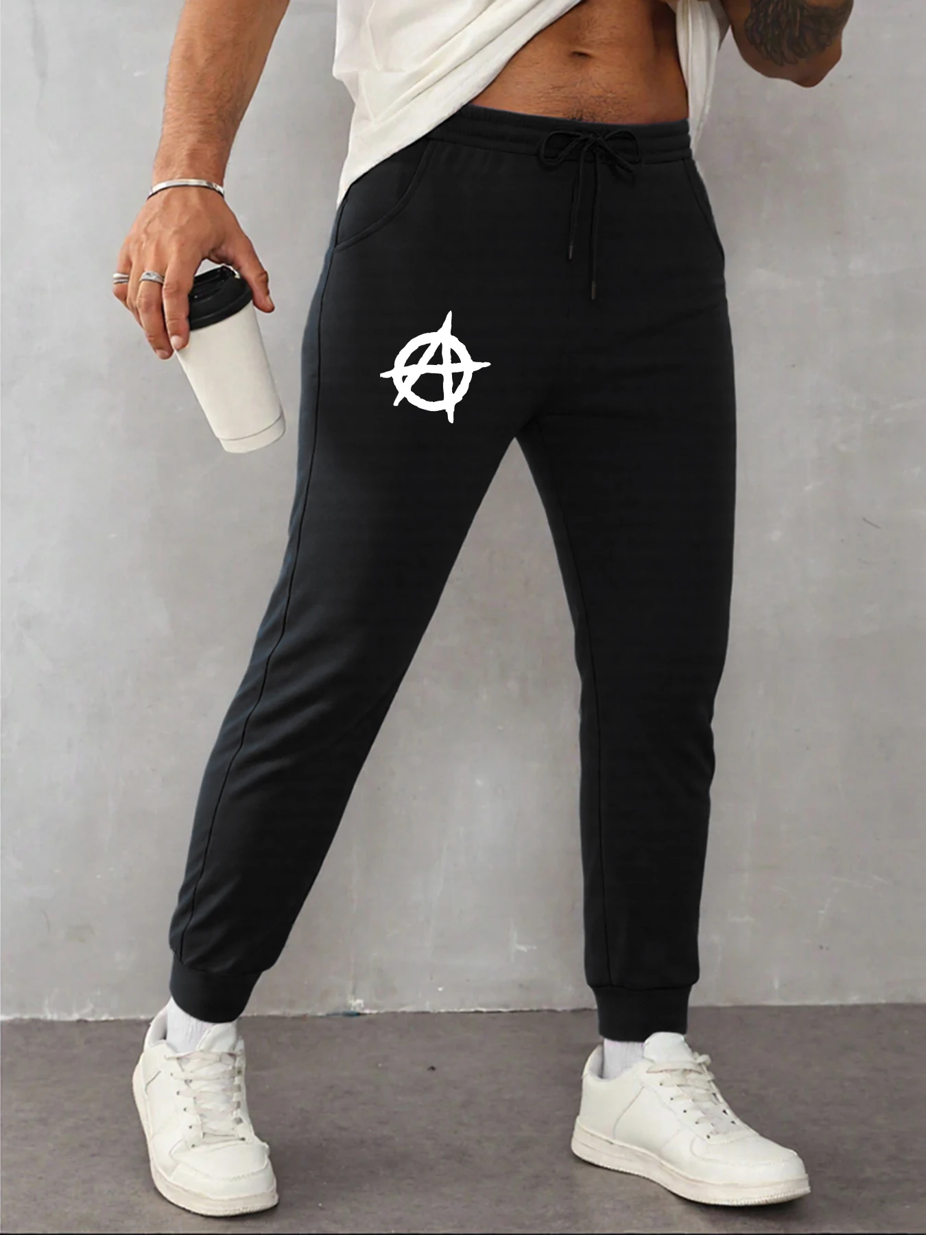 

Мужские брюки с простым принтом в форме буквы А, спортивные модные брюки для бега, уличные мягкие спортивные штаны, мужская осенняя готическая одежда