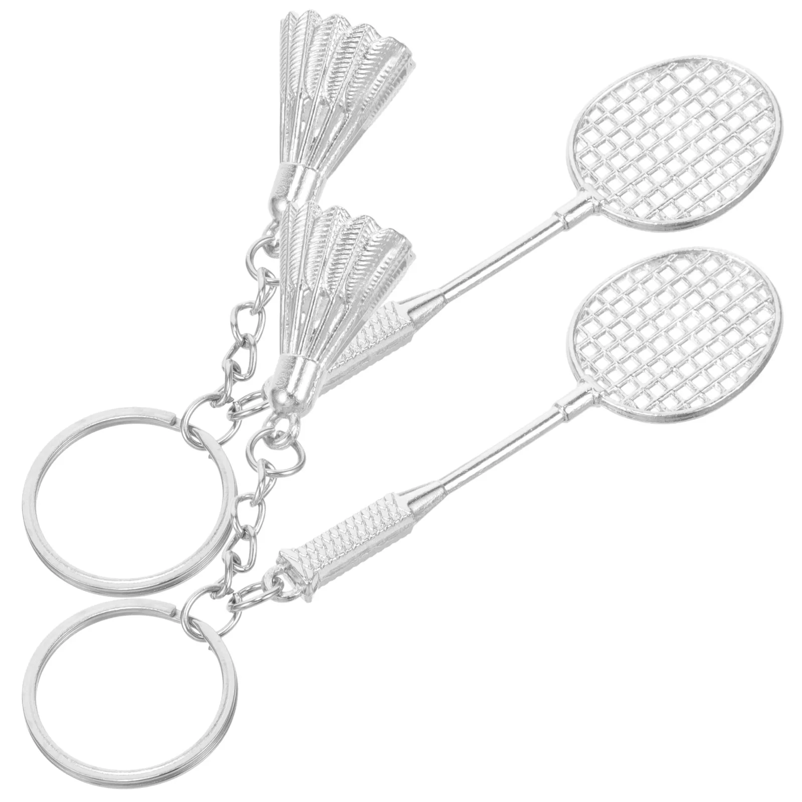 2pcs Badminton Keychain Metal Accessories Hanging Keyrings Charm Pendant Sports Key Ring Gifts Decorative Trinket Bag Pendant