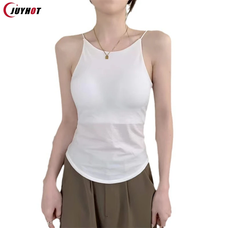 Female Sexy Bras Spaghetti Strap Crop Tops Sleeveless T-shirt Fashion Camisole Wirefree Brassiere Seamless Underwear Vest Top