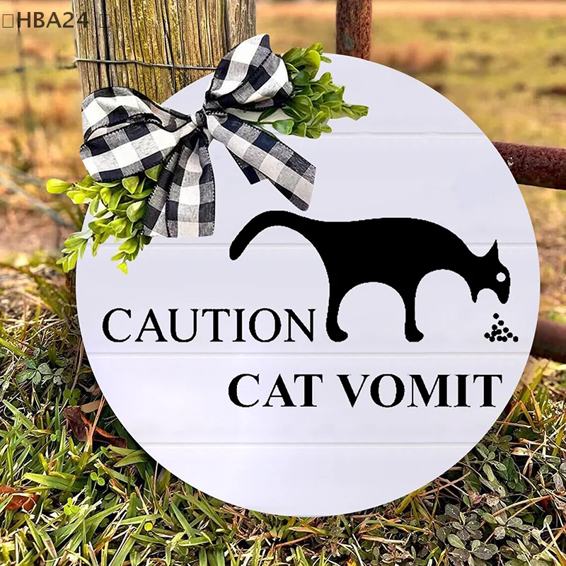 Cat Vomit Sign Funny Cat Dog Vomit Sign Wood Plaques Gag Gift Cat Vomit Warning Sign Prank Cat Vomit Caution Sign