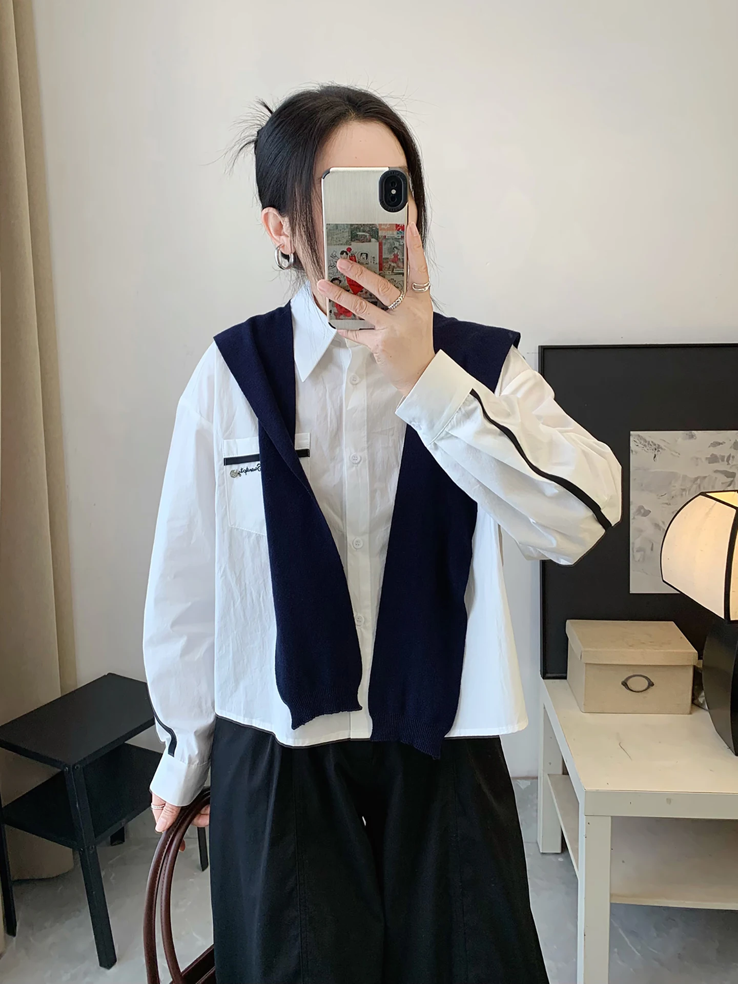 

Silver Home Women's Short Cotton Shirt Design Sensation Pure Cotton Intellectual Shirt Spring New Style Casual Style Button D...