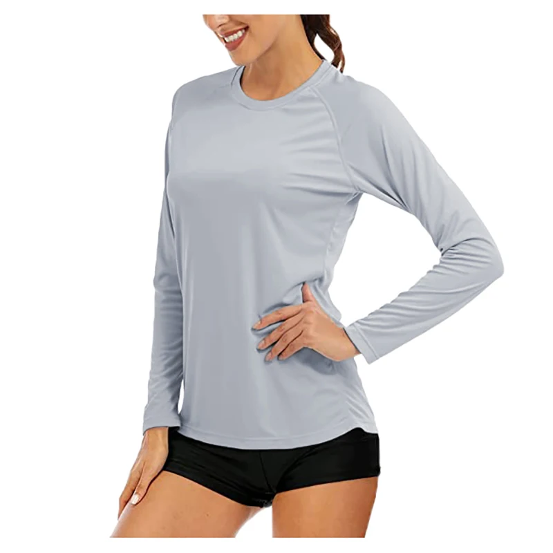 Schnell trocknende Sommer-Damen-T-Shirts UPF 50+, mit Taschen, langärmlige Schwimm-T-Shirts, Pullover-Oberteile für Strand-Outdoor-Sportarten – Detail 14