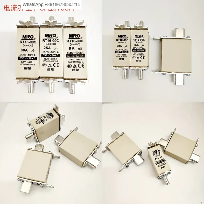 1PC 10Pcs for RT16-00C NH00C Square Tube Knife Type Contact Fuse 6A 10A 16A 20A 25A 32A 40A 50A 63A 80A 100A 125A 160A 500V