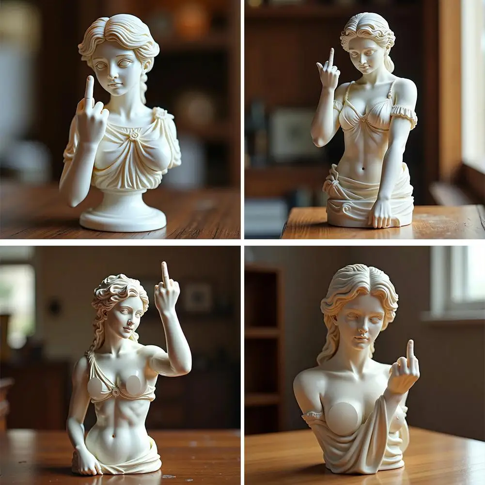 New Mini Figurine Plaster Middle Finger Statue Vienna Goddess Greek Mythology Three-dimensional Resin Technology Home Decor