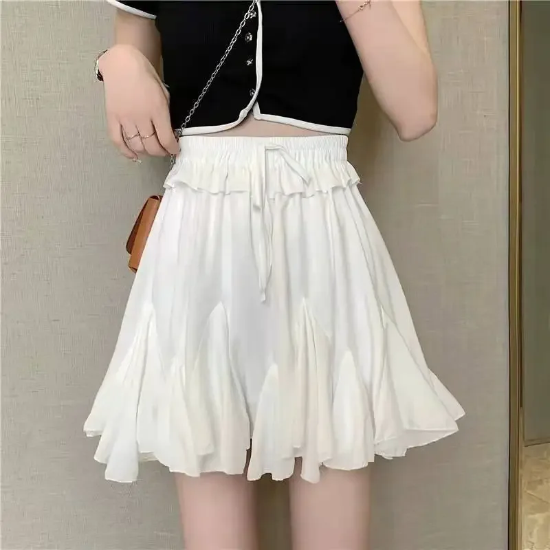 Skirts Women Pleated High Waist Fashion Solid Korean Style All-match Mini Summer Newest Simple Streetwear Holiday Female Leisure