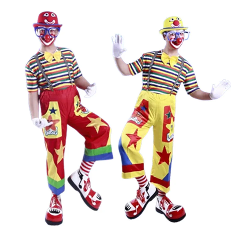 

Cute Adult Clown Costume Colorful Cartoon Circus Clothing Carnival Halloween Funny Suits Magician Costume