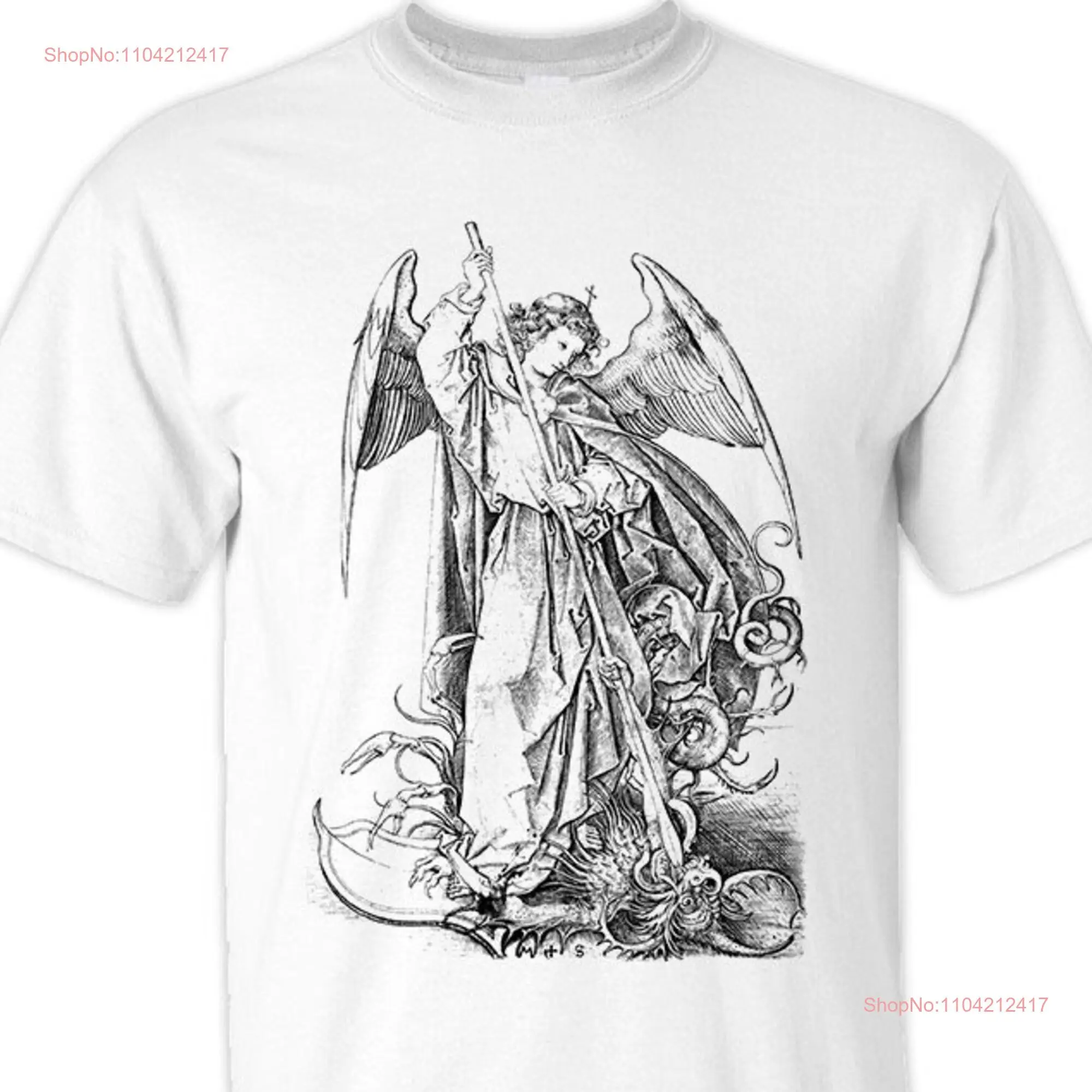 Saint Michael Archangel the Destroy Devil V4 DTG PRINT Men T Shirt S M L XL 2XL 3XL 4XL 5XL long or short sleeves