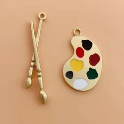 10pcs Enamel Charms Paintbrush Paint Pallet for Jewelry Making Earring Pendant Bracelet Necklace Accessories Diy Craft Supplies