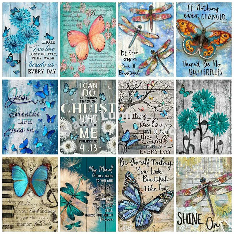 

Nabi 5D Diamond Painting Butterfly Animal Full Square Round Diy Mosaic Embroidery Text Landscape Home Decor