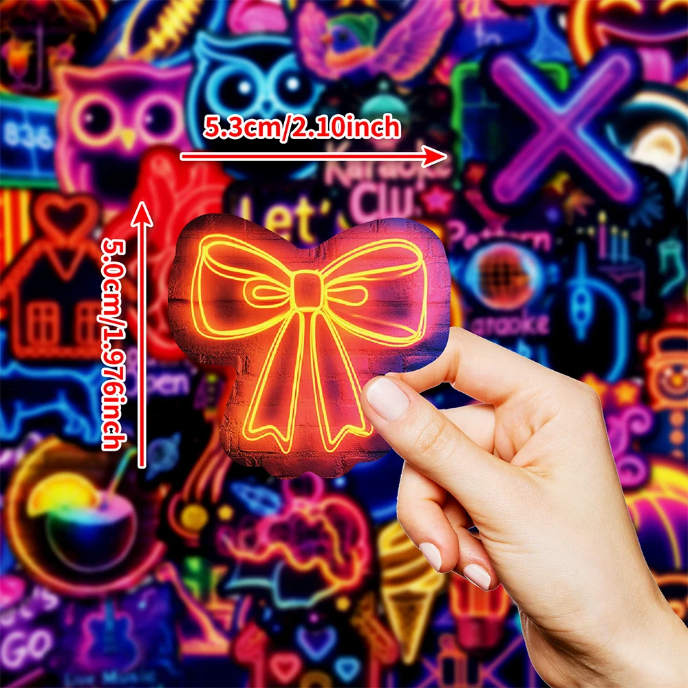

10/30/50pcs Funny Neon Light Graffiti Stickers Cartoon Toys Decals Waterproof DIY Stationery Phone Luggage Cool Sticker for Kids