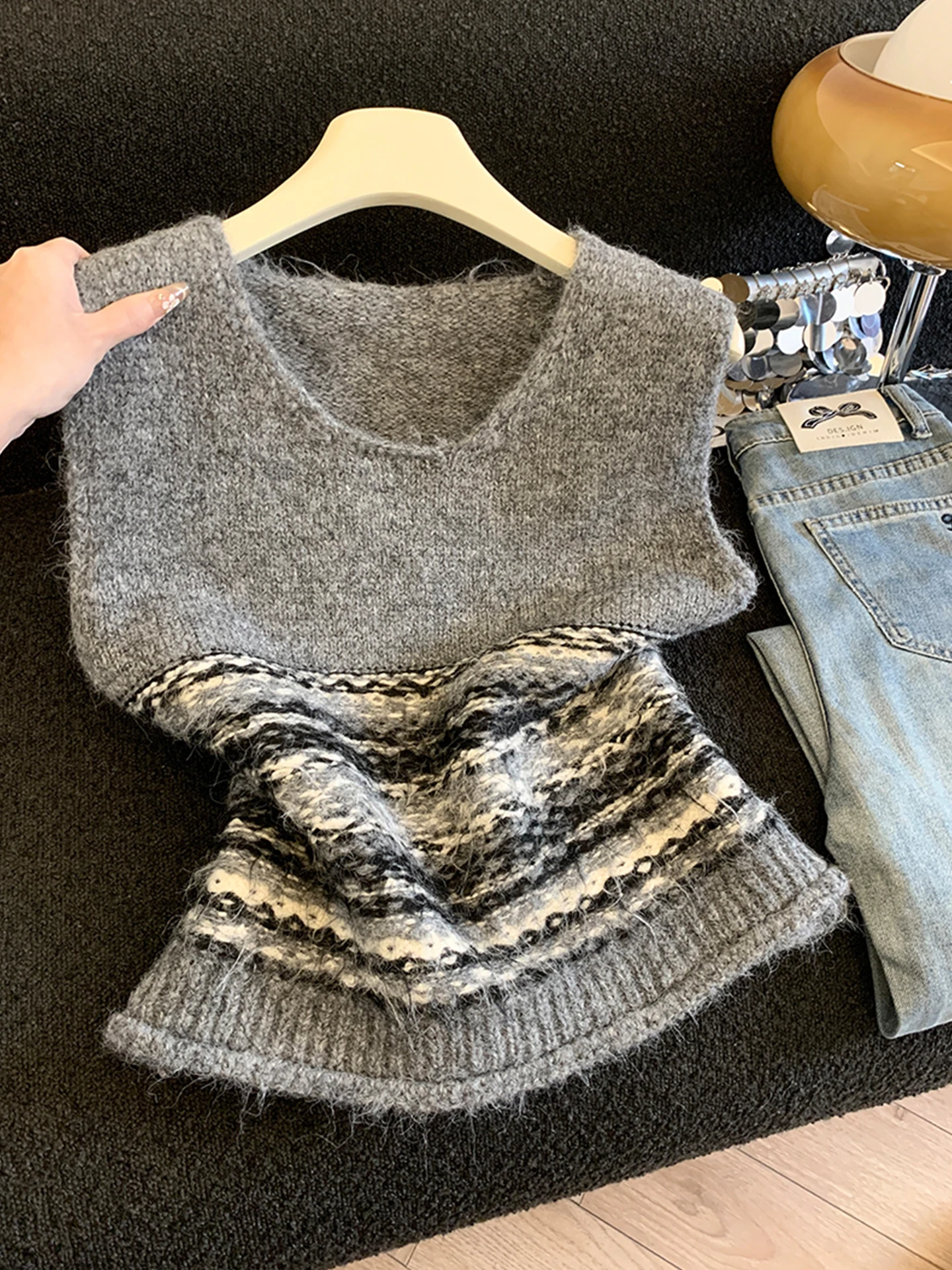 

Рекомендация Эмили Клуд: Теплый вязаный топ-жилет с круглым вырезом и эффектом тай-дай для женщин