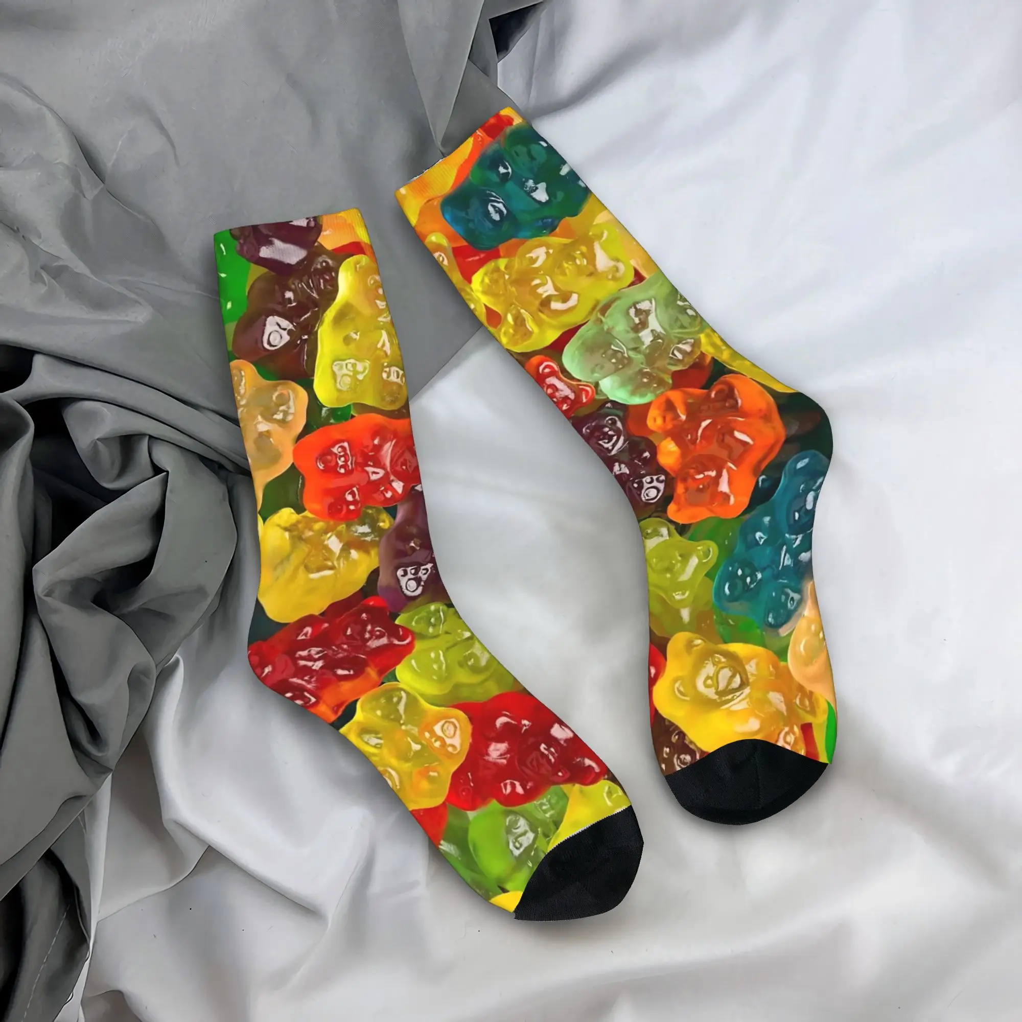 

Носки с рисунком сладких жевательных мишек, красочные модные носки в стиле конфет, мужские качественные велосипедные носки, зимние противоскользящие носки с принтом