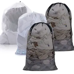 Creative Large Size Storage Laundry Mesh Bag Useful Large Organizer Net Drawstring Wash Sack Washing Laundry Bag Clothes Bags