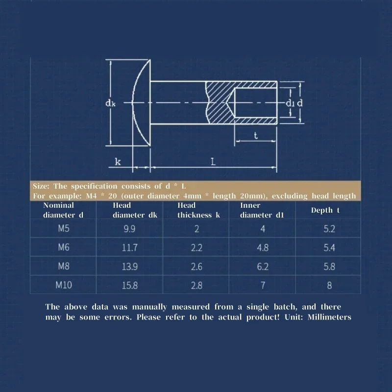 M5 M6 M8 M10 Round Truss Rivet 304 Stainless Steel Round Head Semi Hollow Rivet Semi Tubular Rivet, Length L=5-100mm