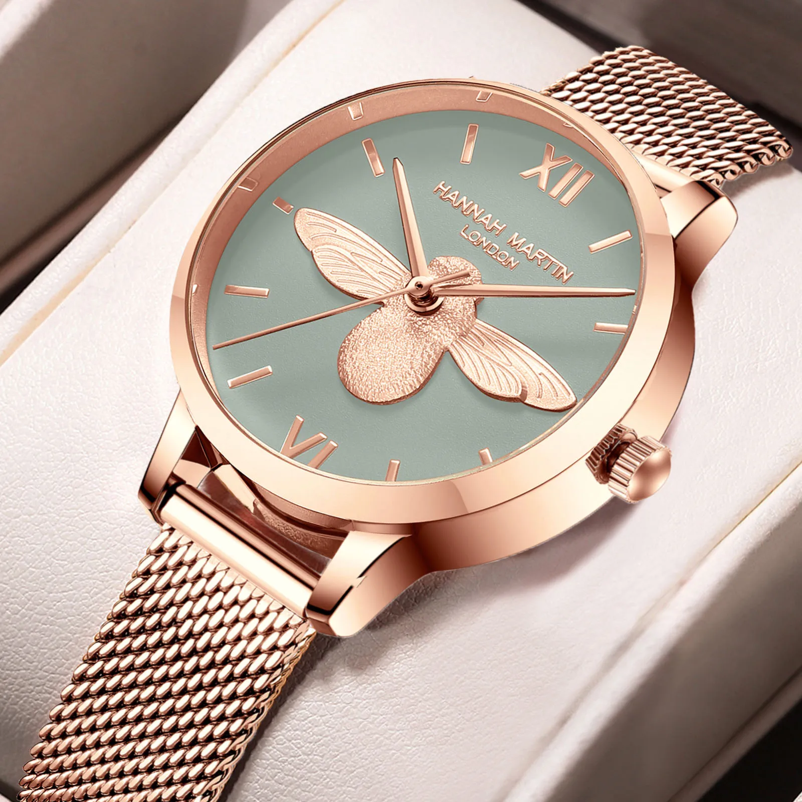 Elegante Ladies Watches Waterproof 3D Gold Bee Embossed Design Japanese Original 31mm Fashion Ouartz Wristwatches Womens Gifts