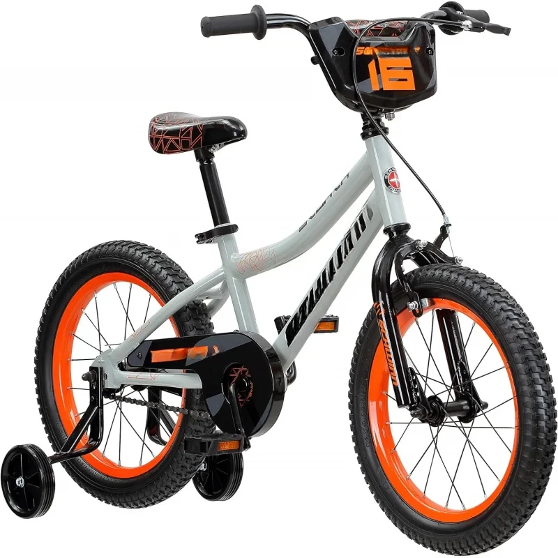 Scorch BMX Style Kids Bike,16-Inch ,Training Wheels Included,Cross Bar Pad and Number Plate,Rider Height 38 to 48 Inch