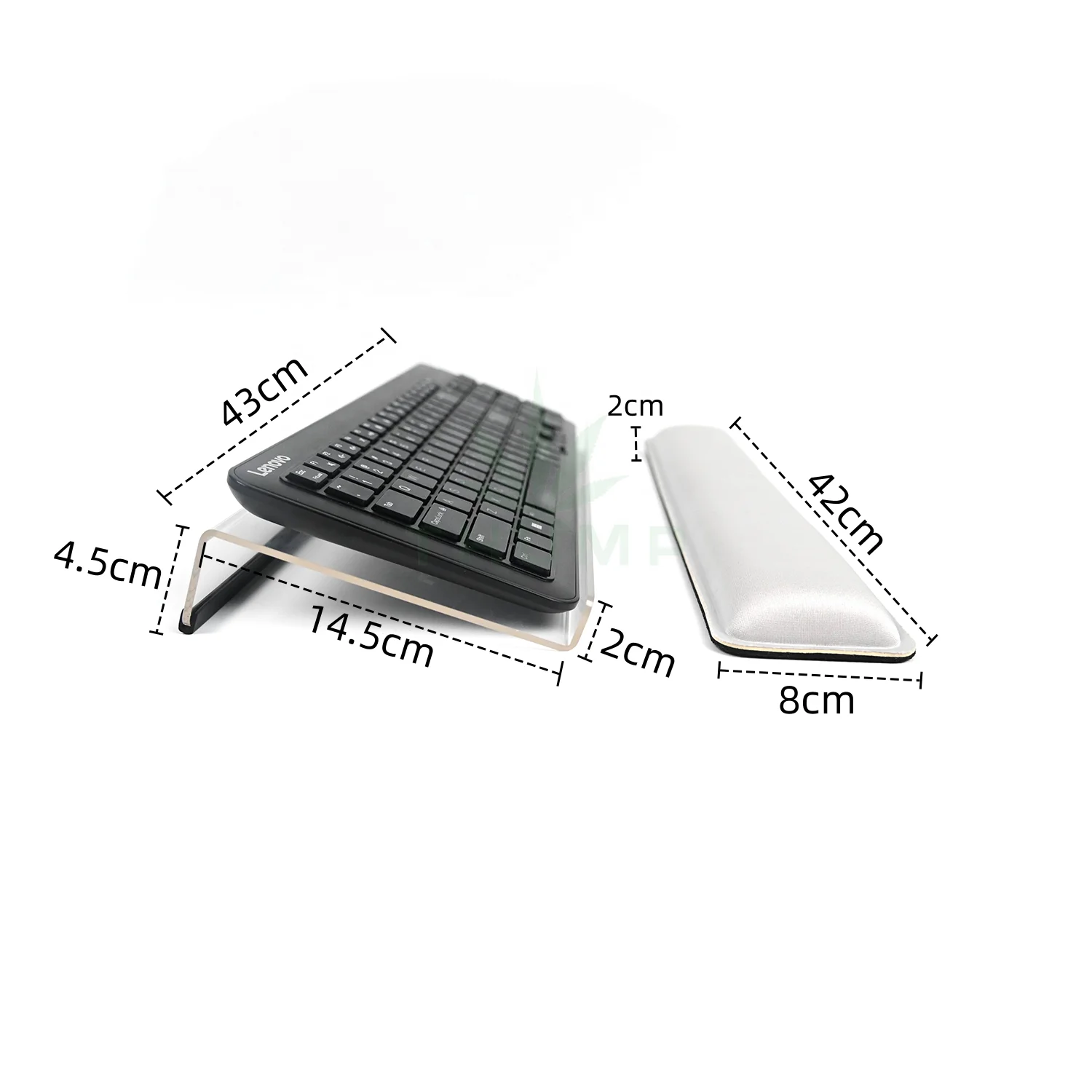 Comfortable Ergonomic Typing Stand Acrylic Computer Keyboard Riser with Wrist Rest Pad