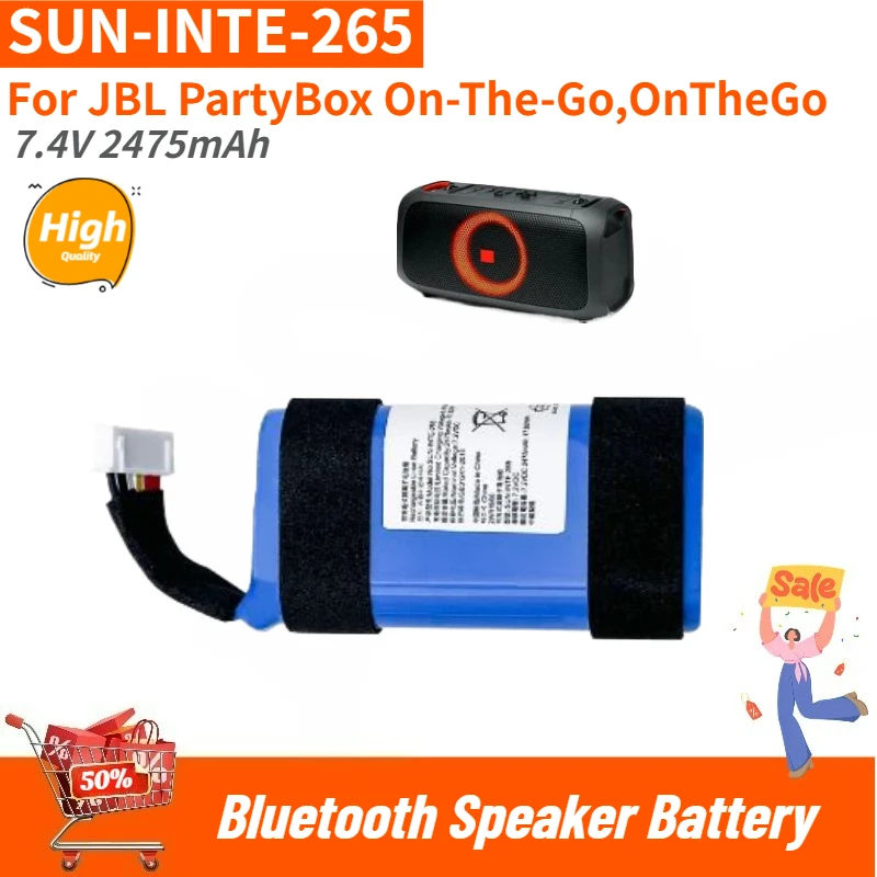 

SUN-INTE-265 High Quality Speaker Battery 7.4V 2475mAh for JBL PartyBox On-The-Go,OnTheGo Brand New Replacement Battery