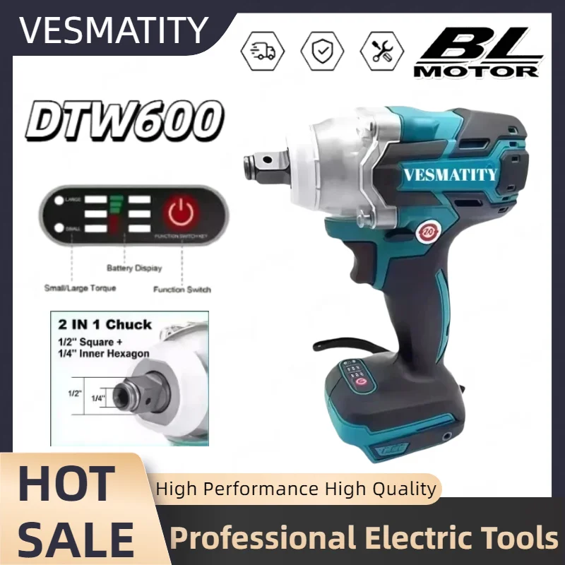 DTW600 High Torque Rechargeable Tool Brushless Electric Wrench Impact Wrench Cordless Auto Repair Power Tools For Makita Battery